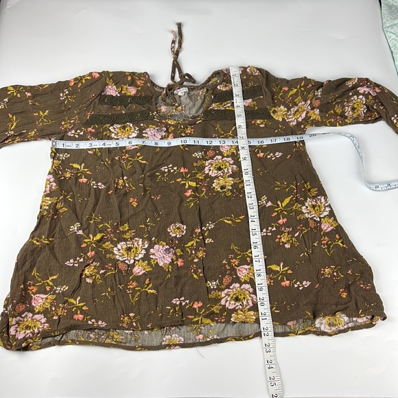 Eyeshadow Blouse Brown with Floral Print Sz: M - Picture 7 of 16